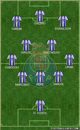 Futebol Clube do Porto - SAD 5-4-1 football formation