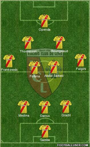 Racing Club de Lens 3-4-2-1 football formation