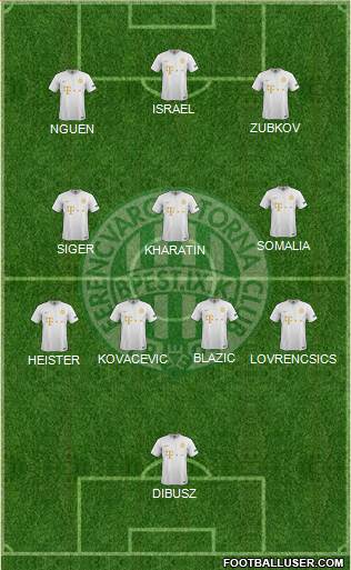 Ferencvárosi Torna Club 5-4-1 football formation
