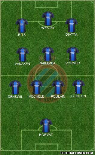 Club Brugge KV 5-4-1 football formation