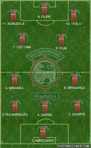 Clube Sport Marítimo - SAD 4-2-1-3 football formation