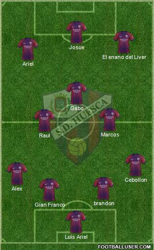 S.D. Huesca 4-3-3 football formation
