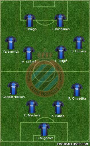 Club Brugge KV 4-2-4 football formation