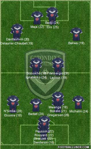 FC Girondins de Bordeaux 3-5-1-1 football formation