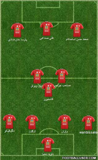 Teraktor-Sazi Tabriz 4-3-3 football formation