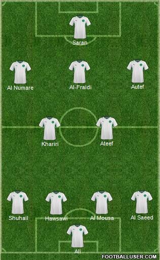 Saudi Arabia 4-2-3-1 football formation