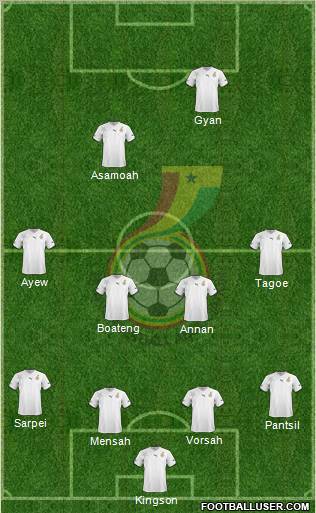 Ghana 4-4-1-1 football formation