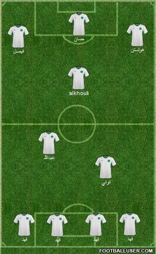 Saudi Arabia 4-2-2-2 football formation