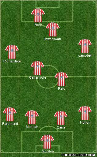 Sunderland 4-4-1-1 football formation