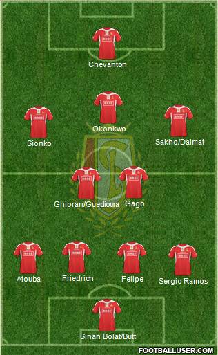 R Standard de Liège 4-5-1 football formation