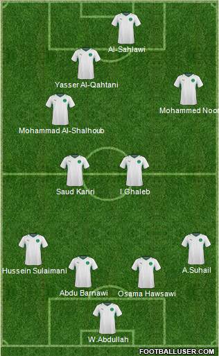 Saudi Arabia 4-2-2-2 football formation