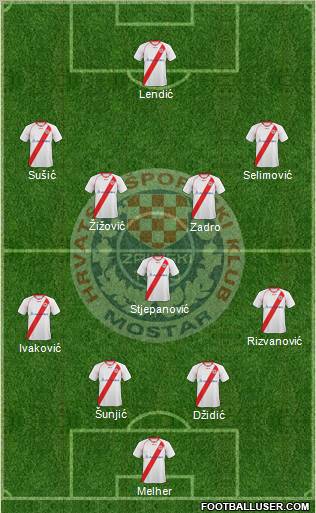 HSK Zrinjski Mostar football formation