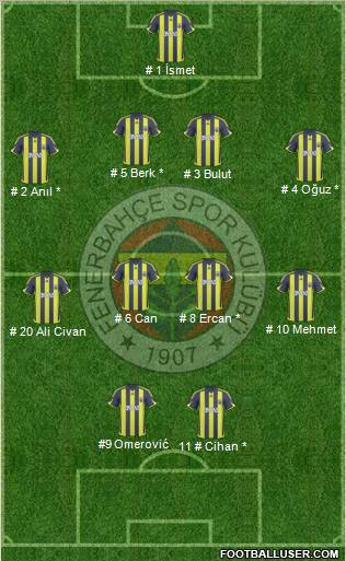 Fenerbahçe SK Formation 2010