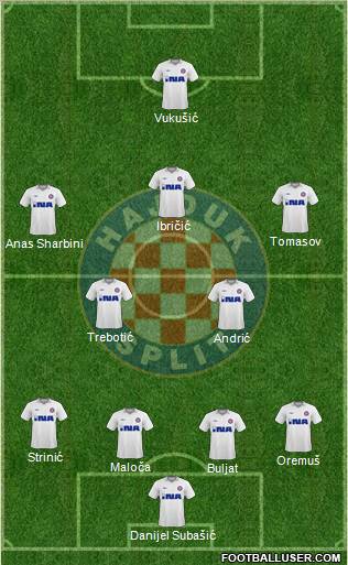 HNK Hajduk 4-2-3-1 football formation