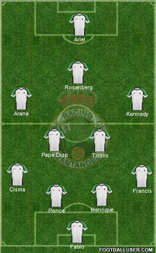 R. Racing Club S.A.D. 4-4-2 football formation