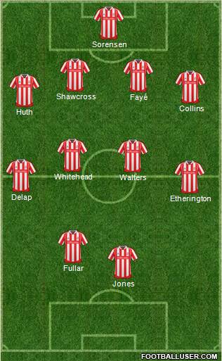 Stoke City 4-4-2 football formation