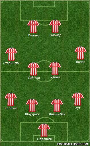 Stoke City 4-4-2 football formation