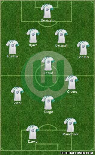 VfL Wolfsburg 4-4-2 football formation