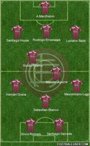 Lanús 3-4-1-2 football formation