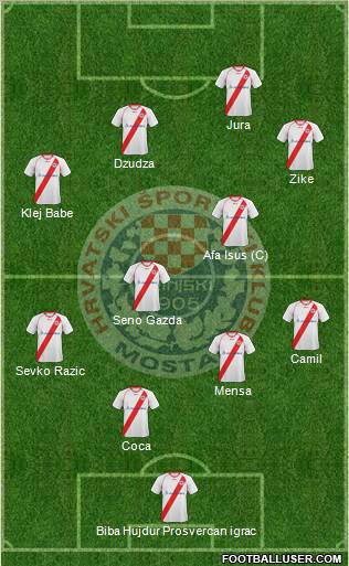 HSK Zrinjski Mostar 4-4-2 football formation