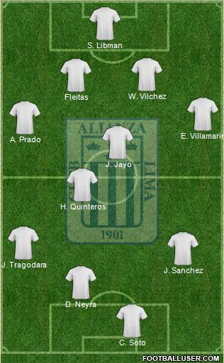 C Alianza Lima 5-3-2 football formation
