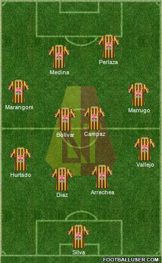 CC Deportes Tolima 4-2-2-2 football formation