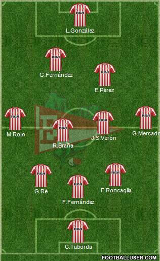 Estudiantes de La Plata 3-4-1-2 football formation