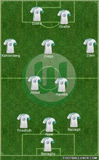 VfL Wolfsburg 3-5-2 football formation