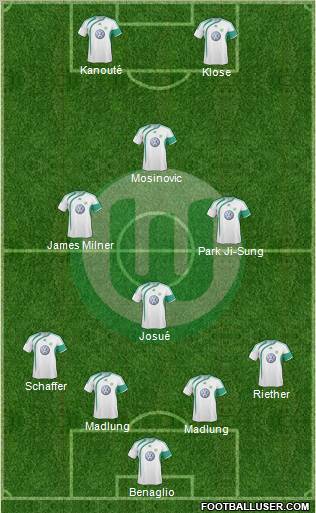 VfL Wolfsburg 4-4-2 football formation