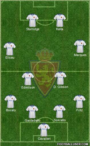 R. Zaragoza S.A.D. 4-2-2-2 football formation