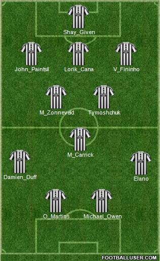 Newcastle United football formation