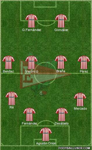 Estudiantes de La Plata 4-4-2 football formation