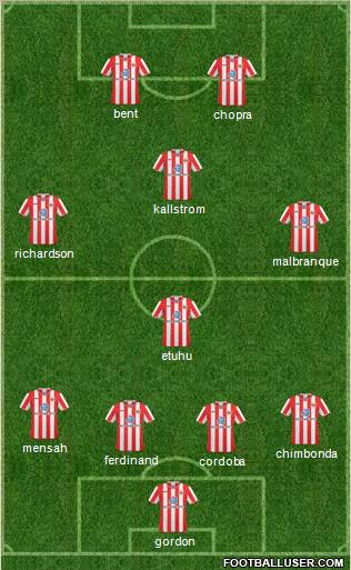 Sunderland 4-1-4-1 football formation