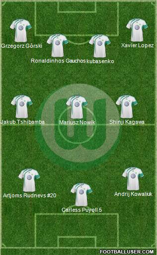 VfL Wolfsburg 3-4-3 football formation