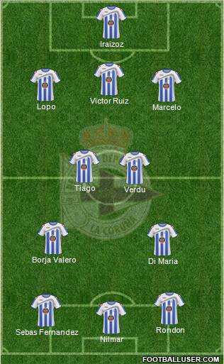 R.C. Deportivo de La Coruña S.A.D. 3-4-3 football formation