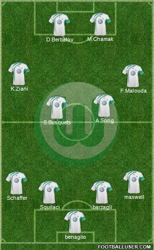 VfL Wolfsburg 4-4-2 football formation