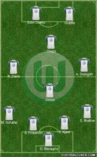 VfL Wolfsburg 4-3-1-2 football formation