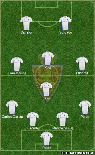 R. Zaragoza S.A.D. 4-4-2 football formation