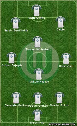 VfL Wolfsburg 3-4-3 football formation