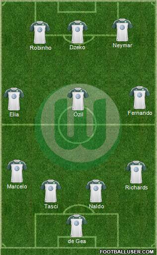 VfL Wolfsburg 3-5-1-1 football formation