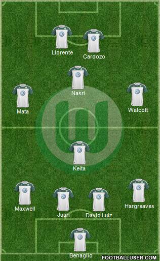 VfL Wolfsburg 4-1-3-2 football formation