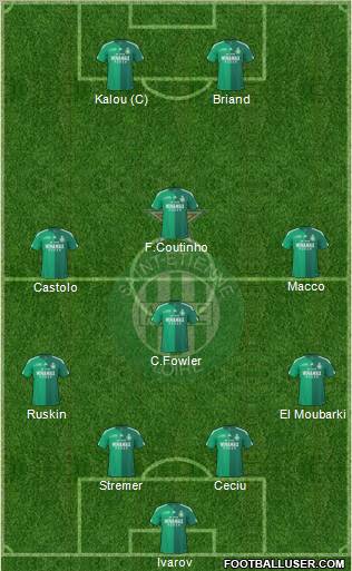 A.S. Saint-Etienne 4-4-2 football formation