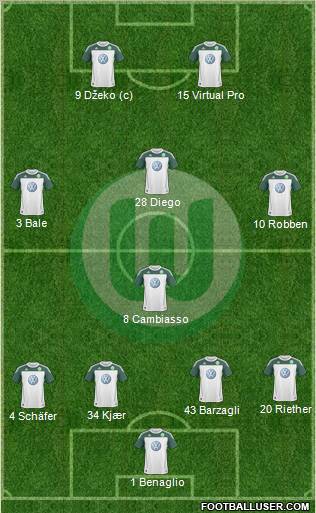 VfL Wolfsburg 4-1-3-2 football formation