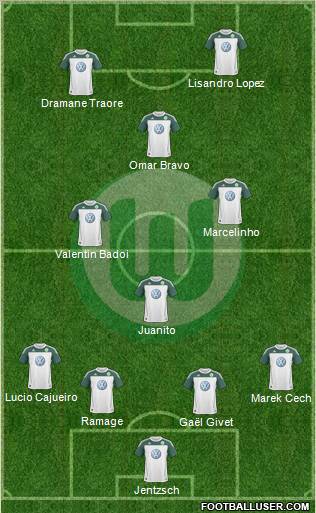 VfL Wolfsburg 4-4-2 football formation