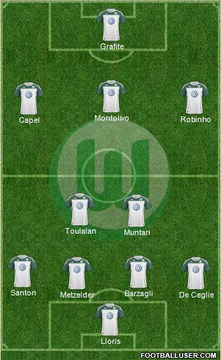 VfL Wolfsburg 4-1-3-2 football formation