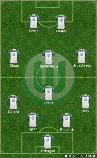 VfL Wolfsburg 4-4-2 football formation