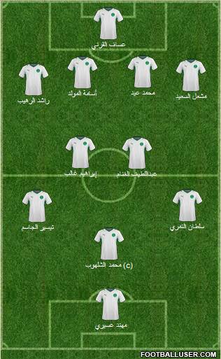 Saudi Arabia 4-2-3-1 football formation