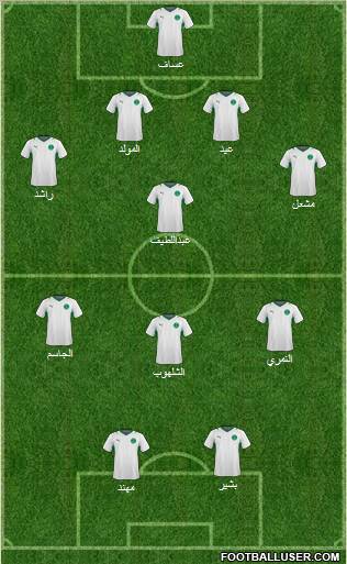 Saudi Arabia 4-2-3-1 football formation