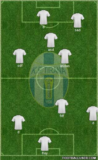 KF Tirana 4-1-3-2 football formation