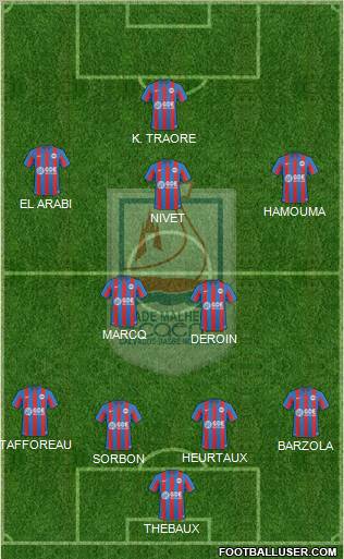 Stade Malherbe Caen Basse-Normandie 4-2-3-1 football formation